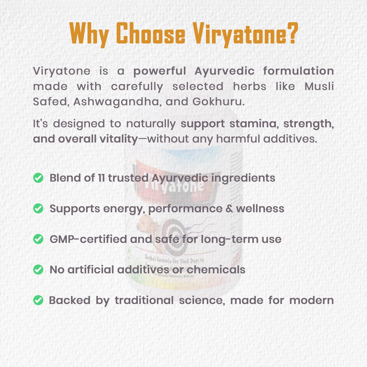 Viryatone Pet Powder-100gm (Rejuvenating & Powerful Aphrodisiac)